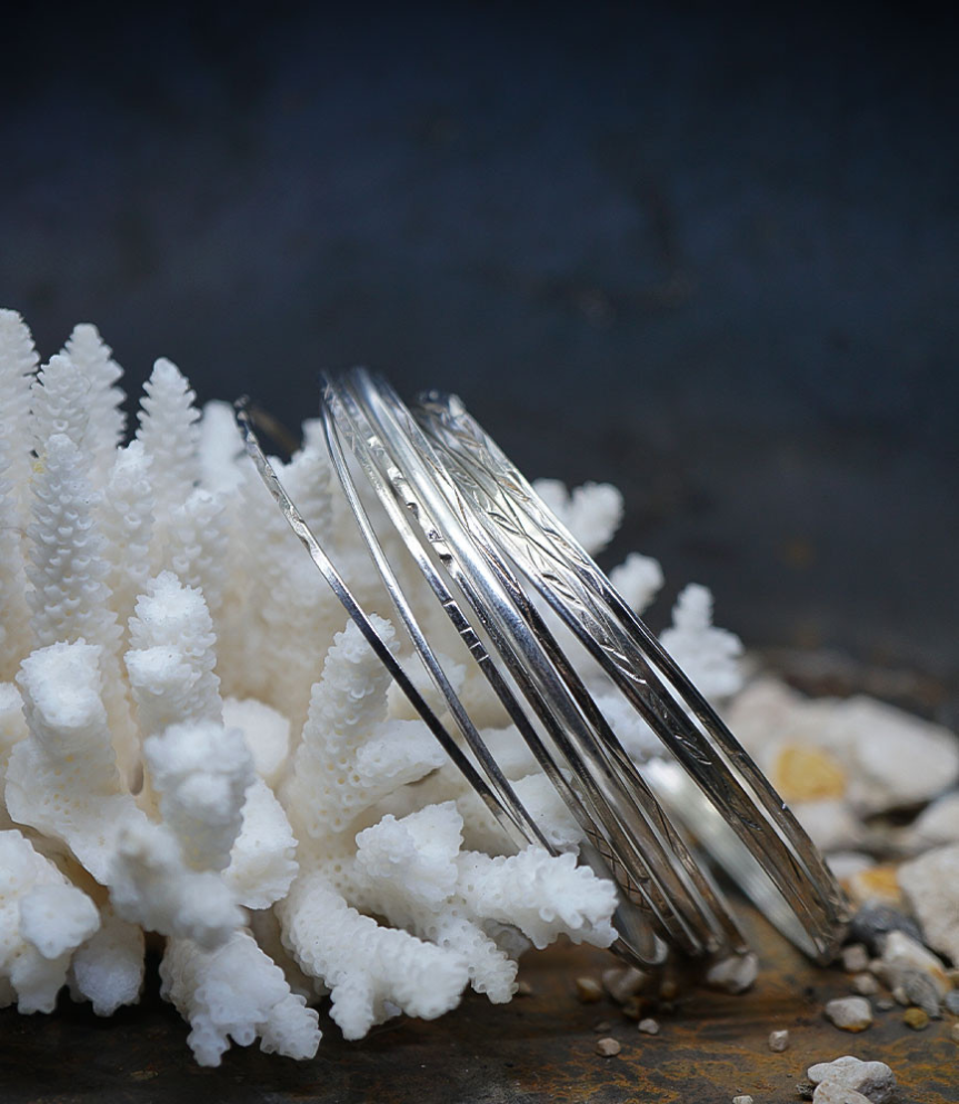 Bracelets joncs empilables en argent sterling, parure de joncs en argent sterling, 11 joncs joncs fins empilables, parure de bra