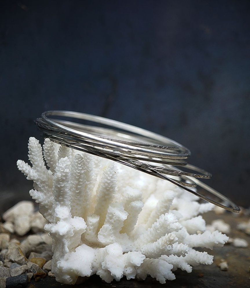 Bracelets joncs empilables en argent sterling, parure de joncs en argent sterling, 11 joncs joncs fins empilables, parure de bra