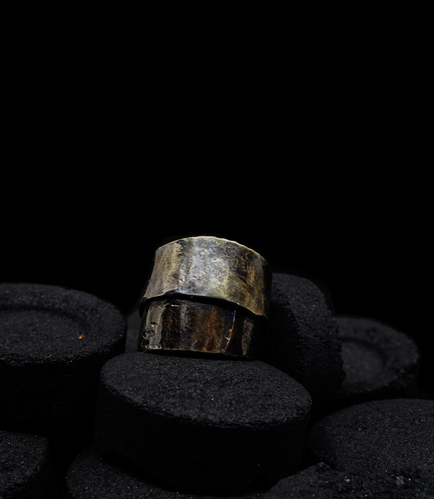 Bague en argent de créateur signè Krazy Stones