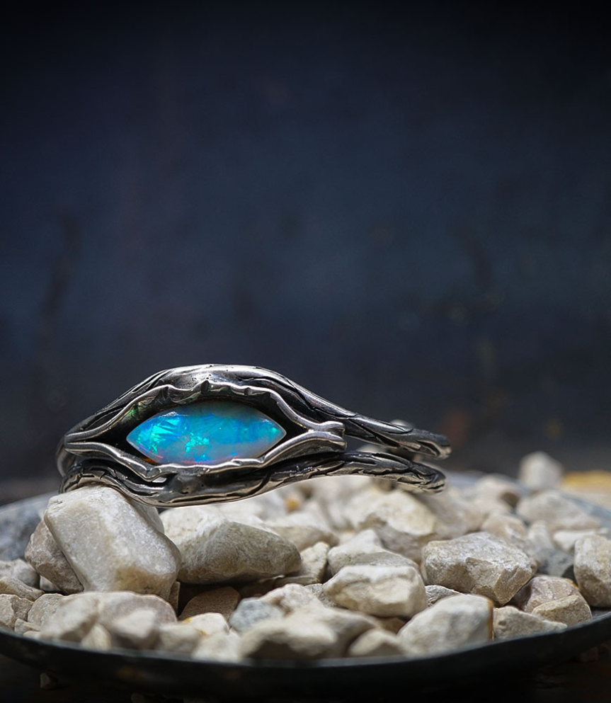 Bracelet Opale et argent massif (Piece unique Krazystones).