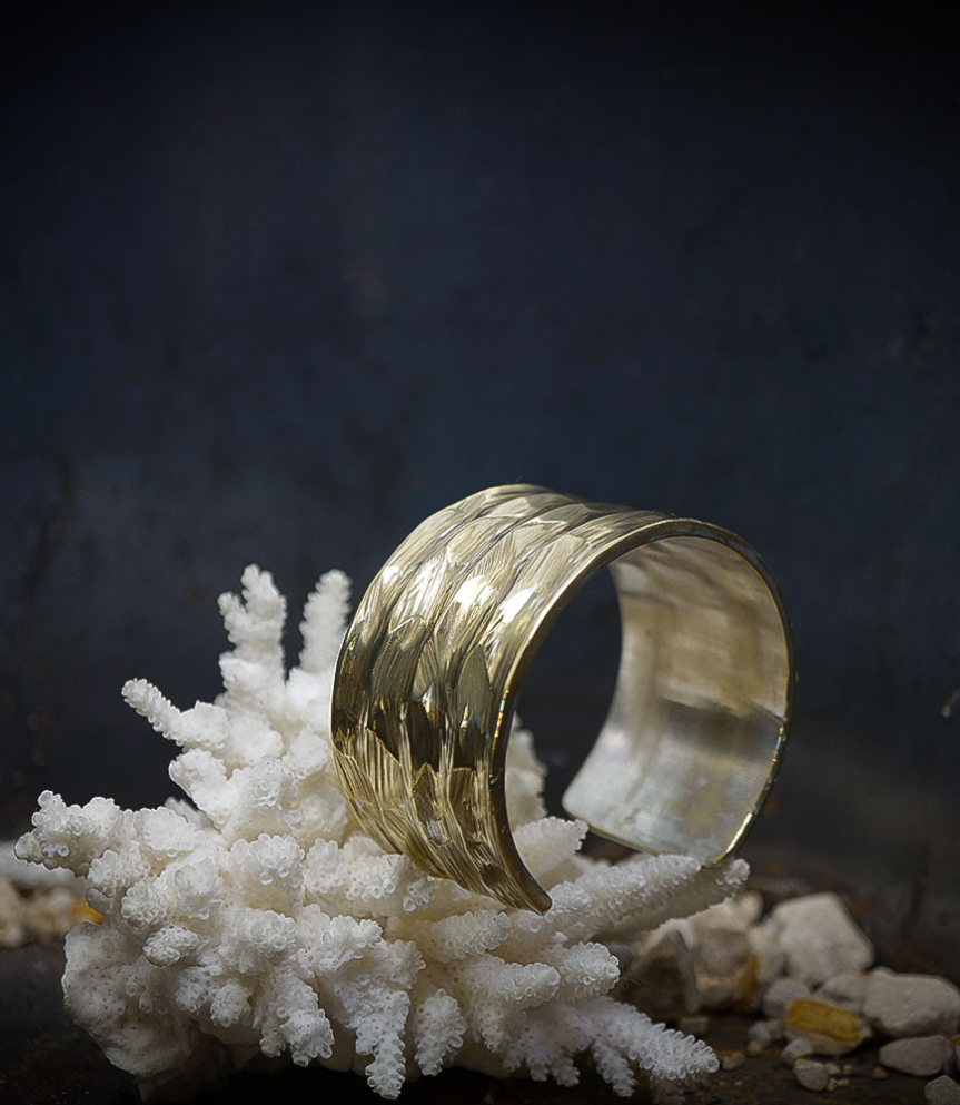 Bracelet jonc en or et argent, pièce unique signèe Lovely Storm .