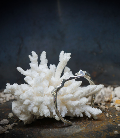 Ce bracelet jonc, en argent massif, évoque la beauté sauvage et intemporelle des paysages montagneux.