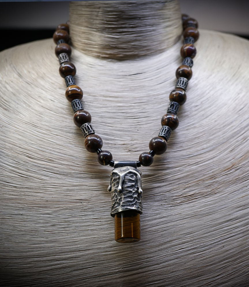 Collier Roll-un  en Argent et Opale Boulder piéce unique Lovely Storm.