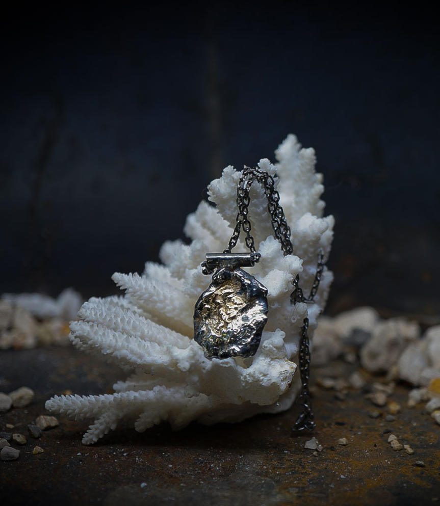 Collier Diamant en Or et Argent Massif piéce unique signé Lovely Storm.