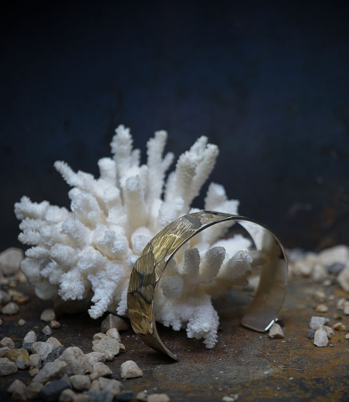 Bracelet Jonc en Or et Argent Massif pièce unique créé a la bijouterie Barrouyer.