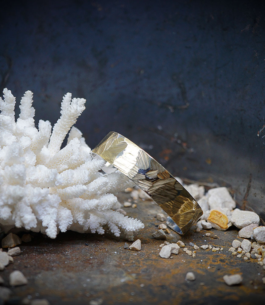Bracelet Jonc en Or et Argent Massif pièce unique créé a la bijouterie Barrouyer.