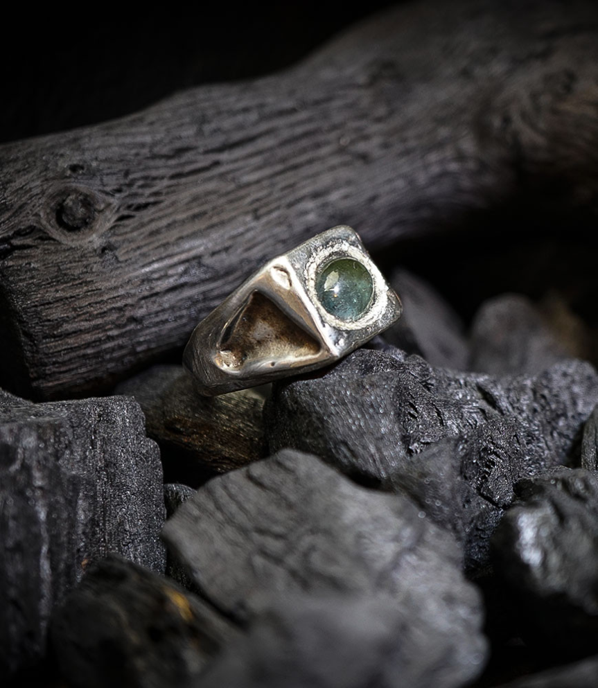 Bagues Argent et Tourmaline verte piéce unique signè Krazy Stones