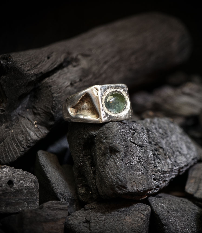 Bagues Argent et Tourmaline verte piéce unique signè Krazy Stones