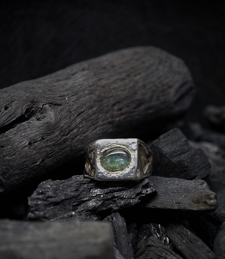 Bagues Argent et Tourmaline verte piéce unique signè Krazy Stones