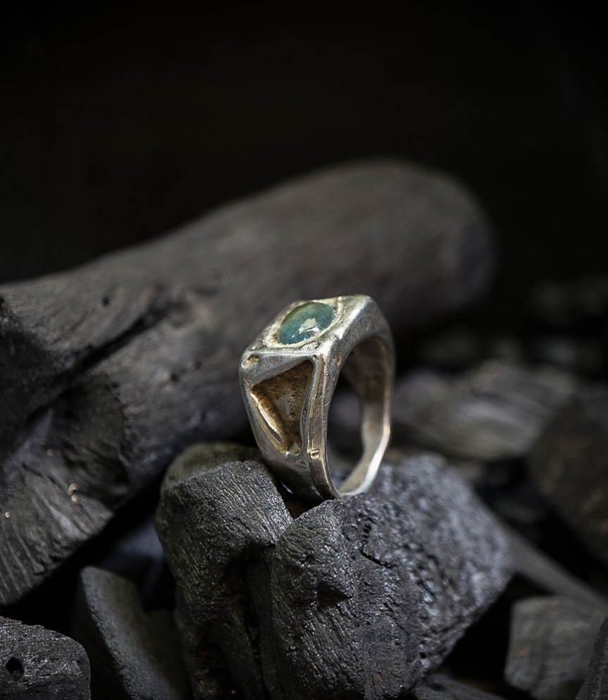 Bagues Argent et Tourmaline verte piéce unique signè Krazy Stones