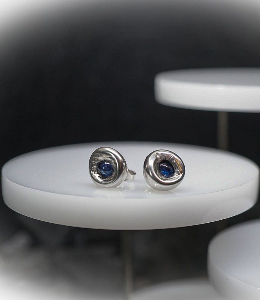 Lovely Storm Collection - Boucles d'oreilles en Argent Massif et Saphir.