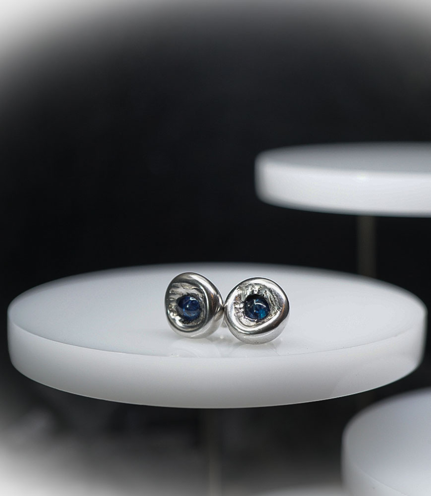 Lovely Storm Collection - Boucles d'oreilles en Argent Massif et Saphir.