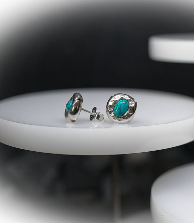 Lovely Storm Collection - Boucles d'oreilles en Argent Massif et turquoise.