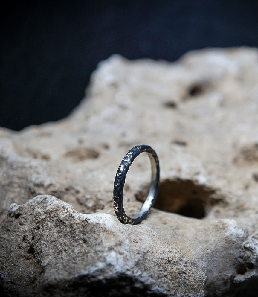 Lovely Storm Collection - Hammered Ring in Sterling Silver    Material: 925 Sterling Silver  Stone: None  Weight: 3.3 grams