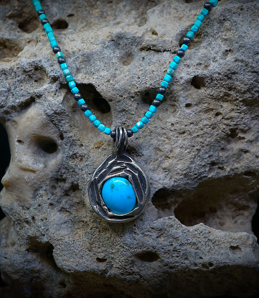 Collier Turquoise en Argent Massif