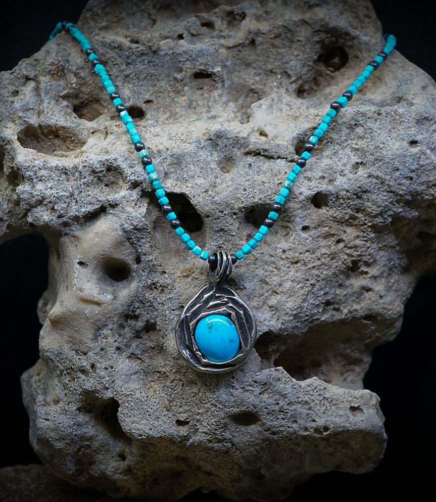 Collier Turquoise en Argent Massif