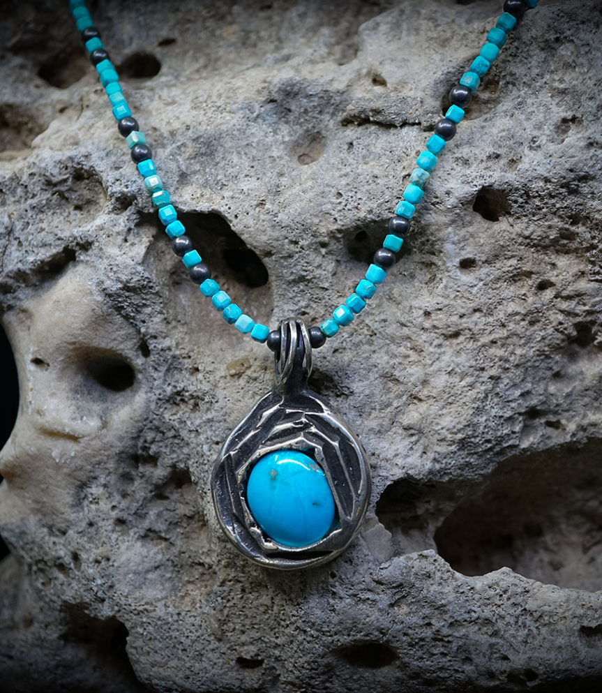Collier Turquoise en Argent Massif