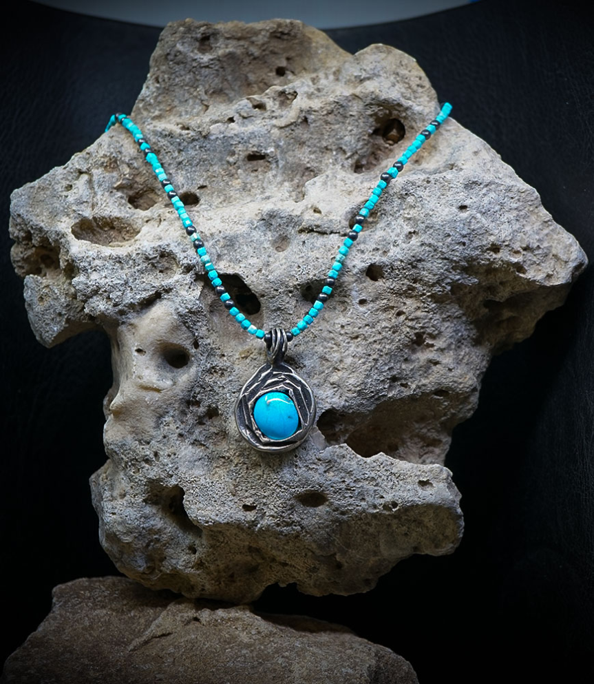 Collier Turquoise en Argent Massif