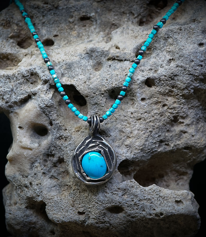 Collier Turquoise en Argent Massif