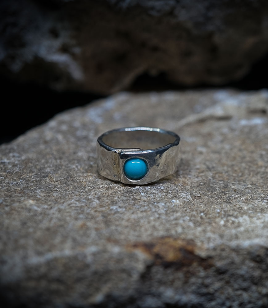 Sterling Silver and Turquoise Rings  Material: Sterling Silver 925/1000 Stone: Turquoise (1.5 carats) Weight: 6.7 grams