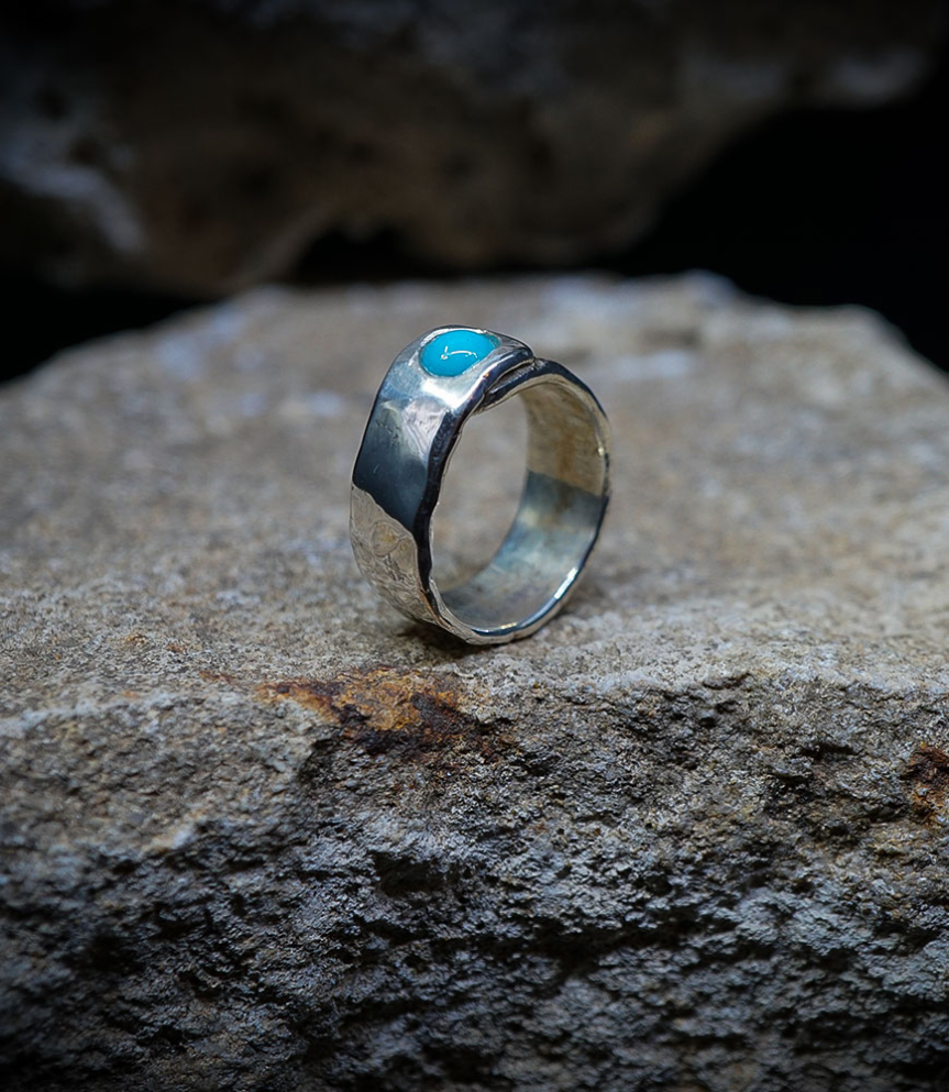 Sterling Silver and Turquoise Rings  Material: Sterling Silver 925/1000 Stone: Turquoise (1.5 carats) Weight: 6.7 grams