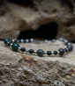 Lovely Storm Collection - bracelet Opale en Onyx et argent. Matière:  Argent 925/1000 (8,6 grammes) Pierre: Opales (17,5 carats)