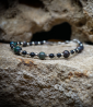 Lovely Storm Collection - bracelet Opale en Onyx et argent. Matière:  Argent 925/1000 (8,6 grammes) Pierre: Opales (17,5 carats)