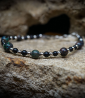 Lovely Storm Collection - bracelet Opale en Onyx et argent. Matière:  Argent 925/1000 (8,6 grammes) Pierre: Opales (17,5 carats)