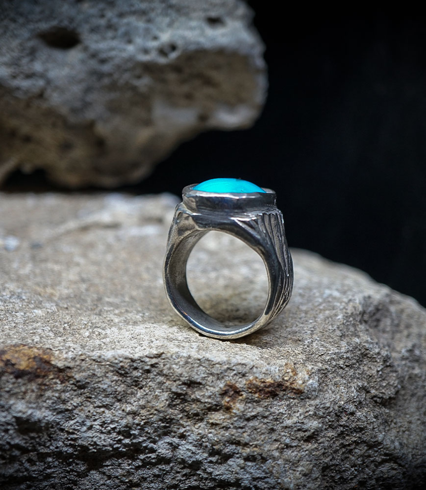 Geologic Collection - Sterling Silver and Turquoise Rings    Material: 925/1000 Sterling Silver  Stone: Turquoise (3.70 carats) 
