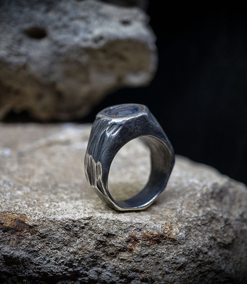 Geologic Collection - Sterling Silver and Sapphire Rings    Material: 925/1000 Sterling Silver  Stone: Sapphire (3.25 carats)  W