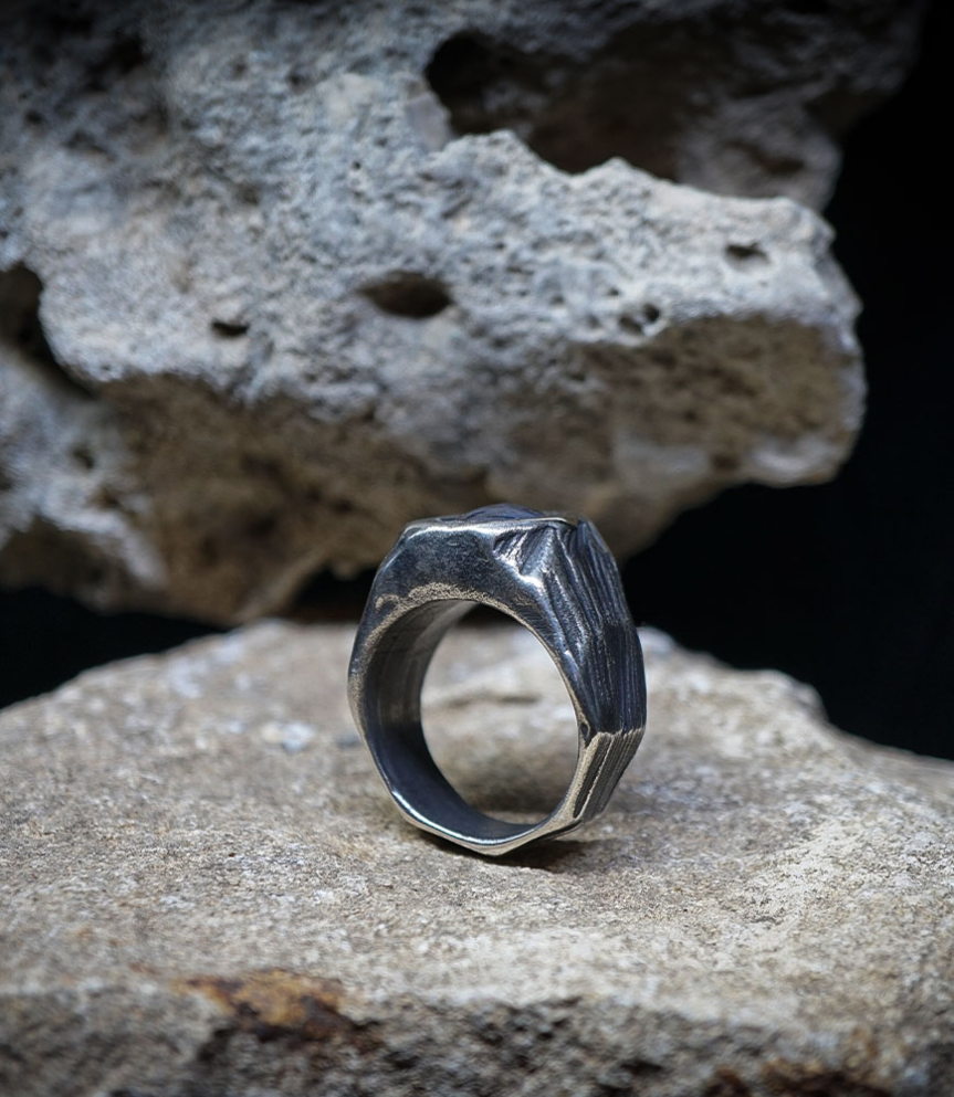 Geologic Collection - Sterling Silver and Sapphire Rings    Material: 925/1000 Sterling Silver  Stone: Sapphire (3.25 carats)  W