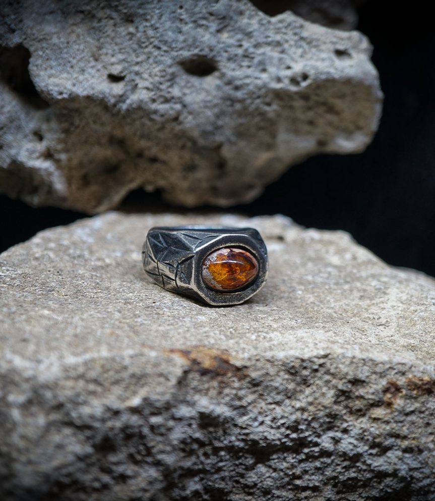 Bague Argent Massif et Opale galaxy