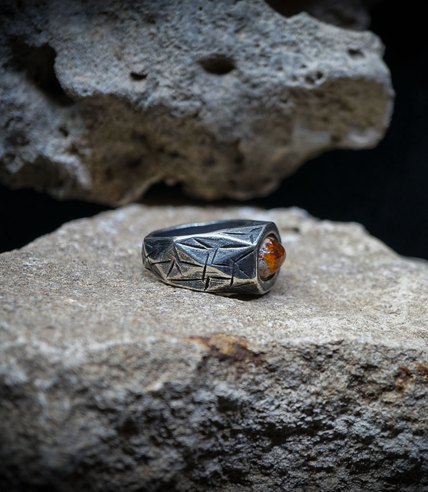 Bague Argent Massif et Opale galaxy