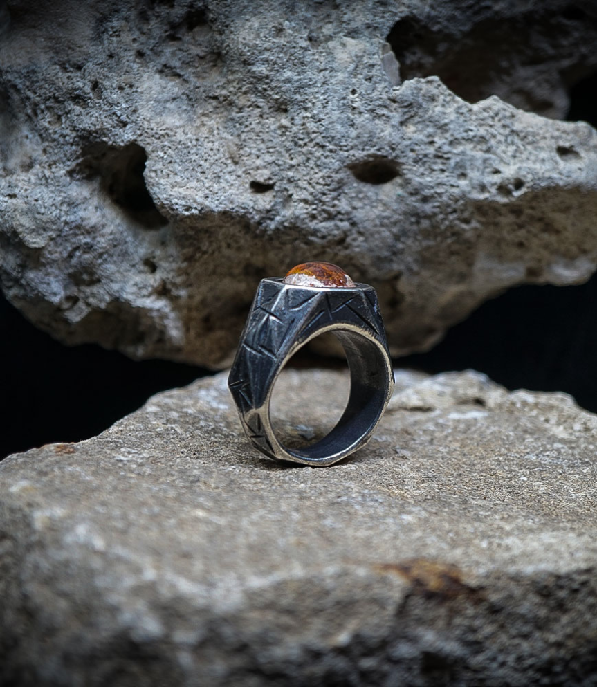 Bague Argent Massif et Opale galaxy