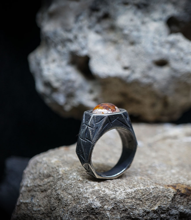 Bague Argent Massif et Opale galaxy