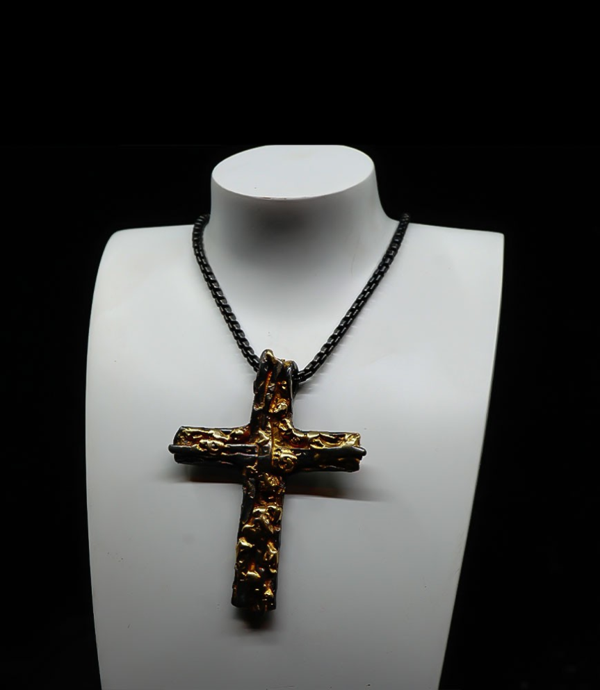 Croix en or et argent piéce unique signè Krazy Stones