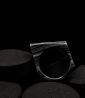 Bague en argent brut et diamant noir création krazy stones par Anthony Barrouyer