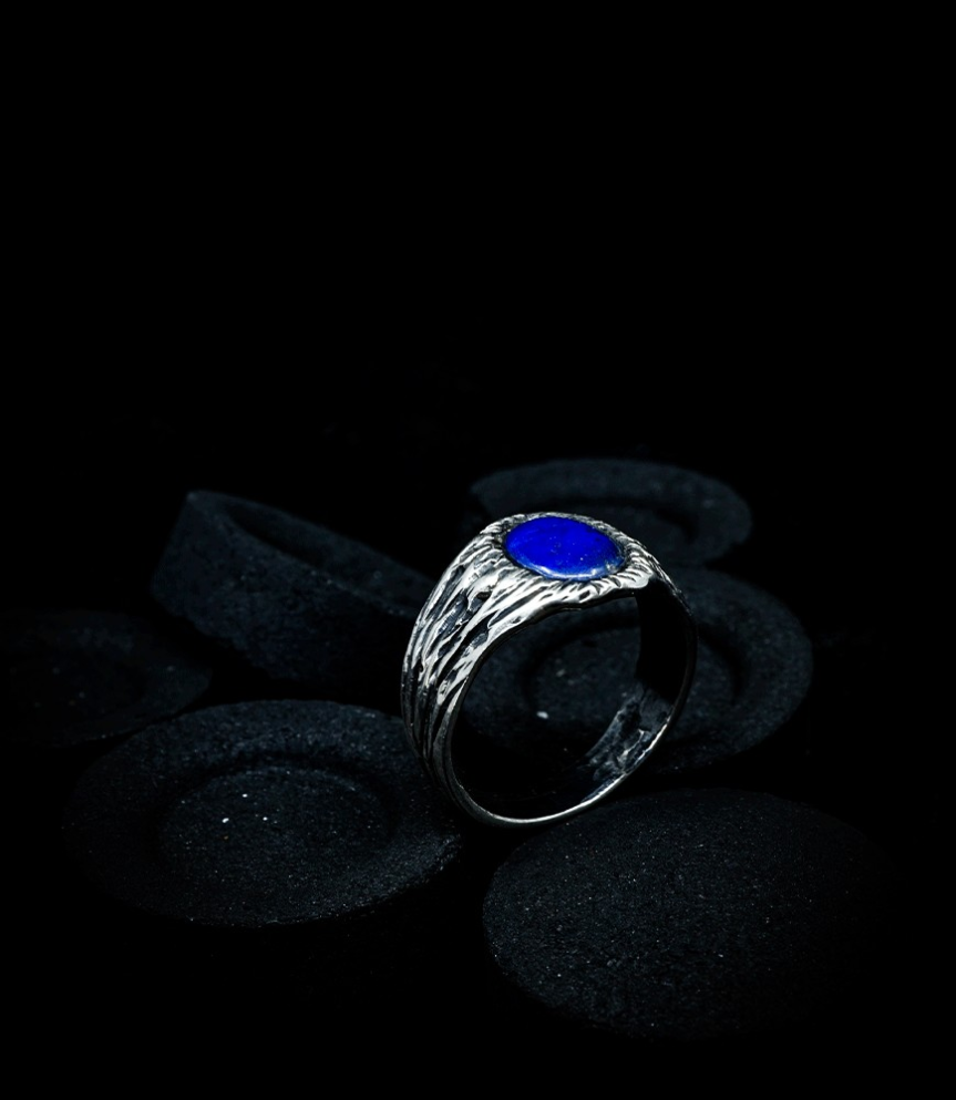Hephaestus Stones Collection - Sterling Silver and Lapis Lazuli Ring