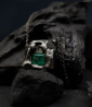 Emerald pendant in solid silver designed by Anthony Barrouyer.