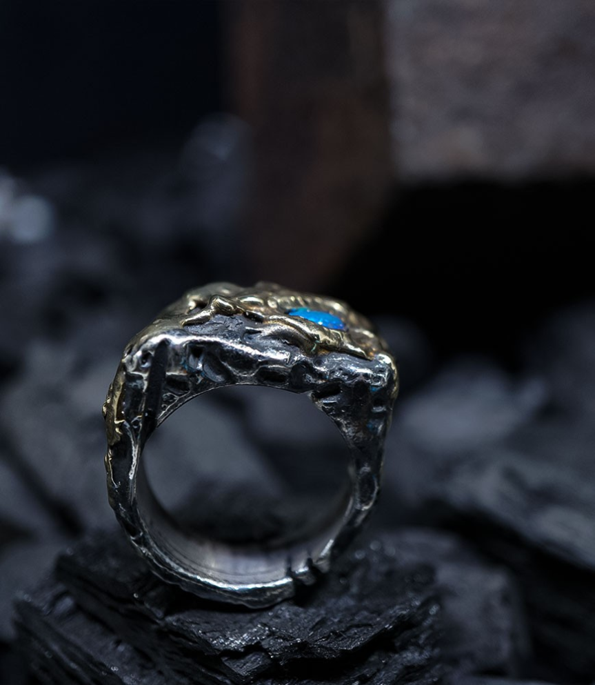 Hephaestus Stones Collection - Opal Ring, Gold and Sterling Silver