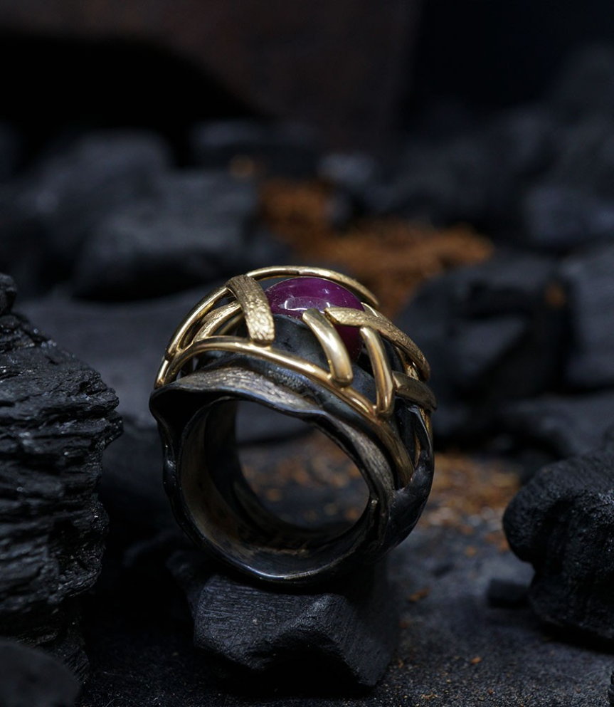 Hephaestus Stones Collection - Ruby, Gold and Sterling Silver Ring