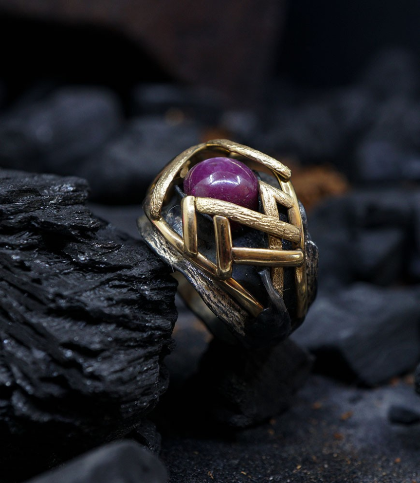 Hephaestus Stones Collection - Ruby, Gold and Sterling Silver Ring