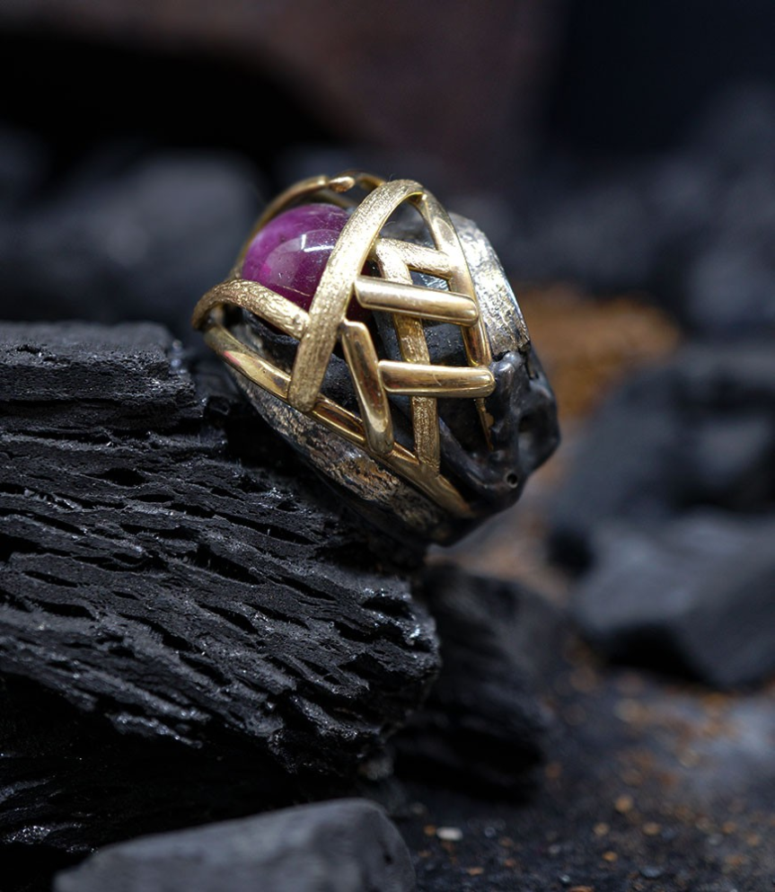 Hephaestus Stones Collection - Ruby, Gold and Sterling Silver Ring