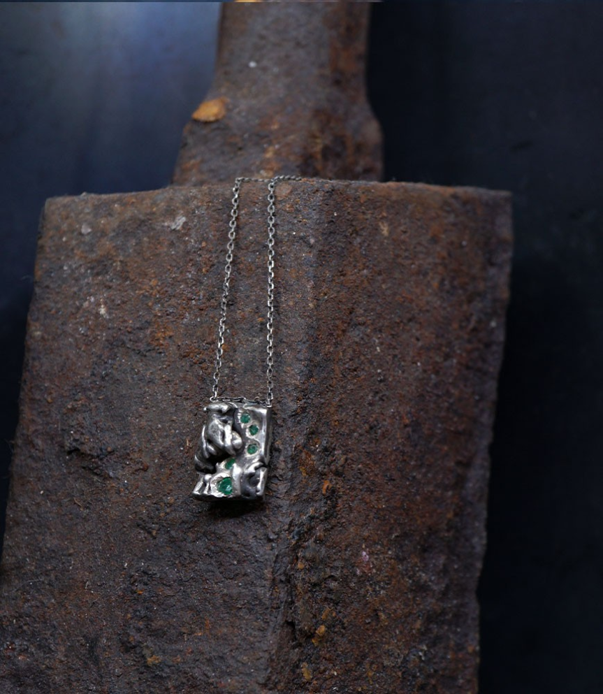 Hephaestus Stones Collection - Emerald and Sterling Silver Necklace