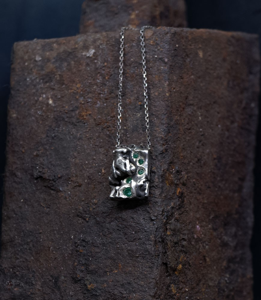 Hephaestus Stones Collection - Emerald and Sterling Silver Necklace