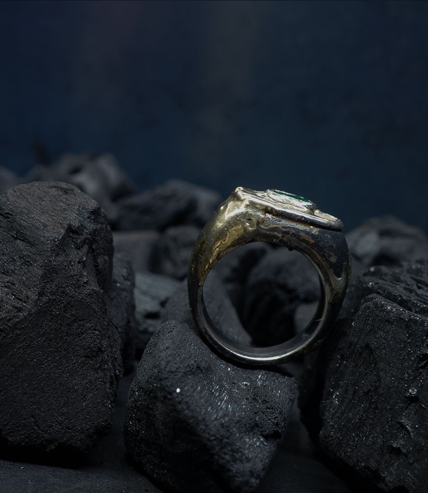 Hephaestus Stones Collection - Emerald Ring, Gold and Sterling Silver