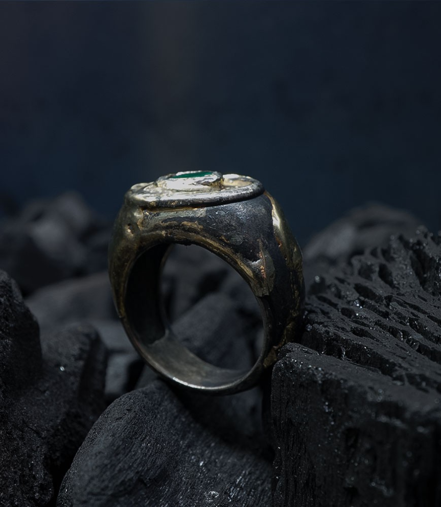 Hephaestus Stones Collection - Emerald Ring, Gold and Sterling Silver