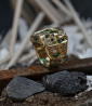 Krazystones ring: designed by Anthony Barrouyer set with emeralds, diamonds in yellow gold and white gold.