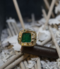 Krazystones ring: designed by Anthony Barrouyer set with emeralds, diamonds in yellow gold and white gold.