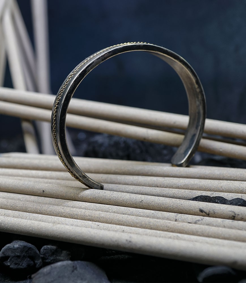 Héphaistos Collection - Bracelet Argent Massif et Or